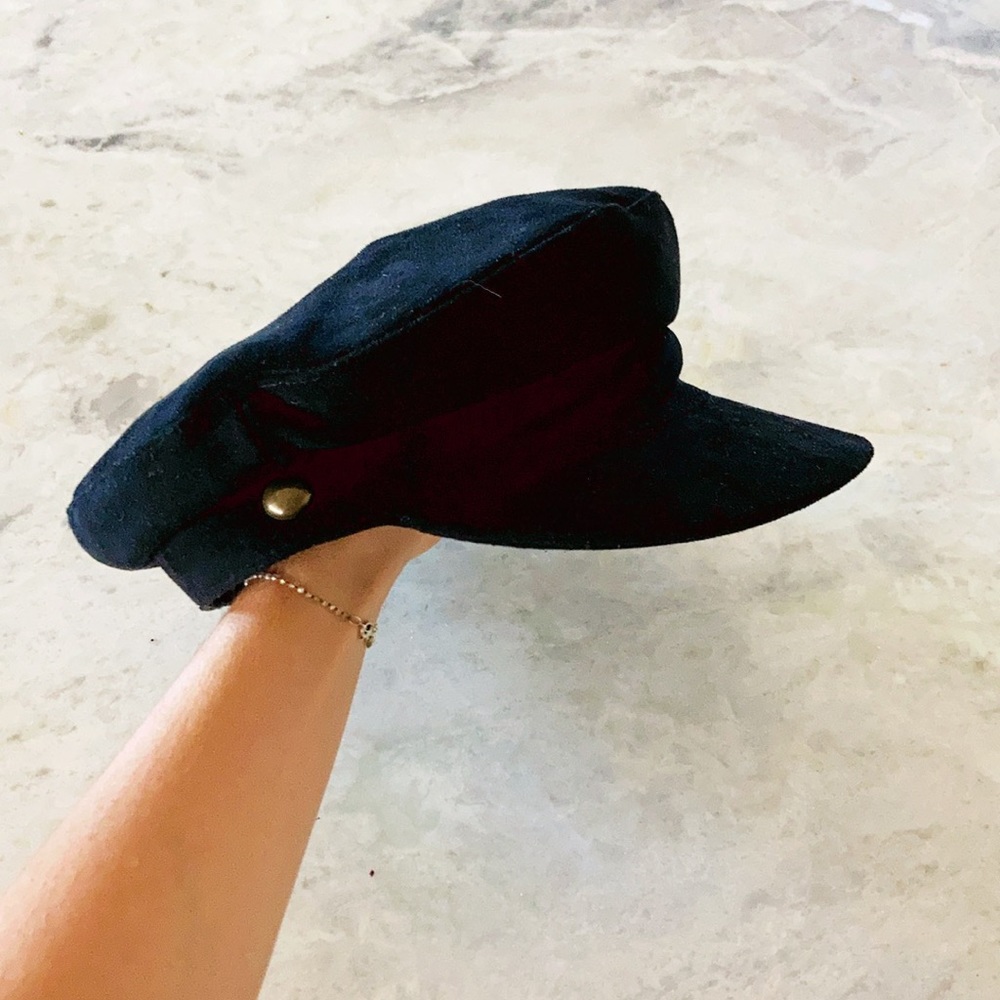 Lack of Color Lola news boy cap hat black suede